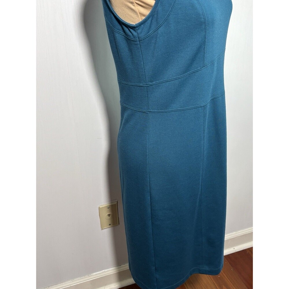 Ann Taylor Sheath Dress Womens 6 Blue Teal Sleeveless Knee Length Stretch Career - Picture 7 of 15